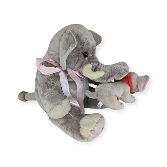 Build-A-Bear BAB Gray Asian Elephant w/Magnet in the Trunk w/Mini Elephant - Picture 1 of 17